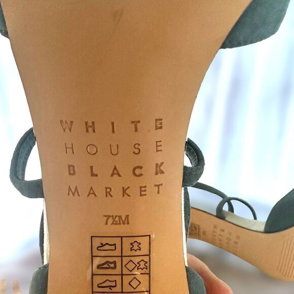 WHBM Colorblock Suede Strappy Heels | ILARIA Sea Shadow Size 7.5 - Picture 11 of 16